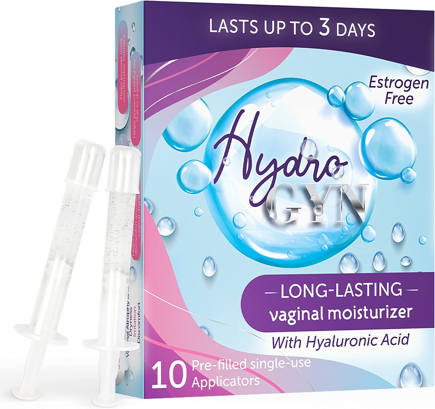 Vaginal Moisturizer with Hyaluronic Acid & Vitamin E | Hormone-Free Relief for Dryness & Irritation | 10 Pre-Filled Applicators for Menopausal Women